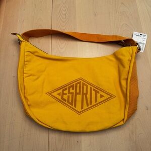 ESPRIT Yellow Logo Canvas Hobo Bag NWT
